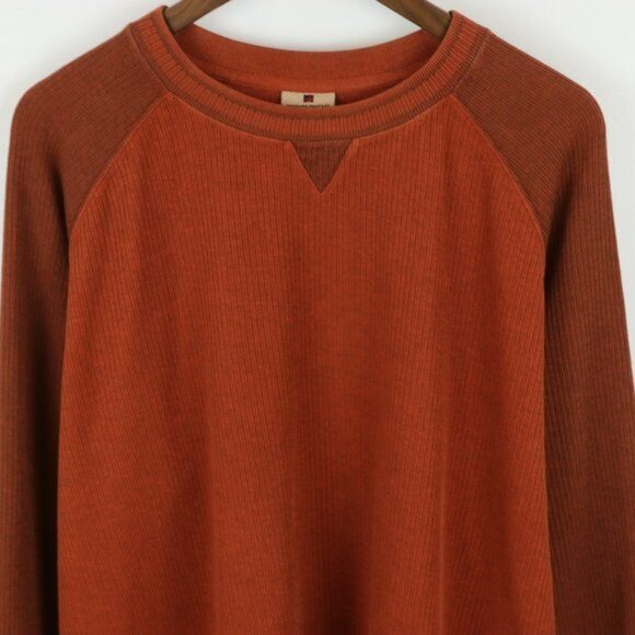 Woolrich Men's XL Orange Crewneck Ribbed Long Sleeve Knit Sweater - Picture 2 of 7